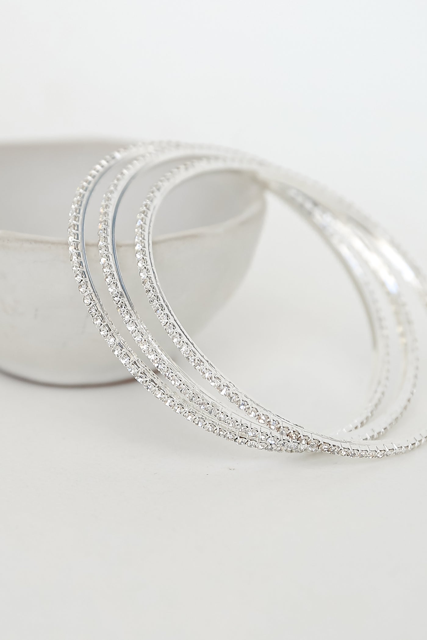 Silver Rhinestone Bracelet Set
