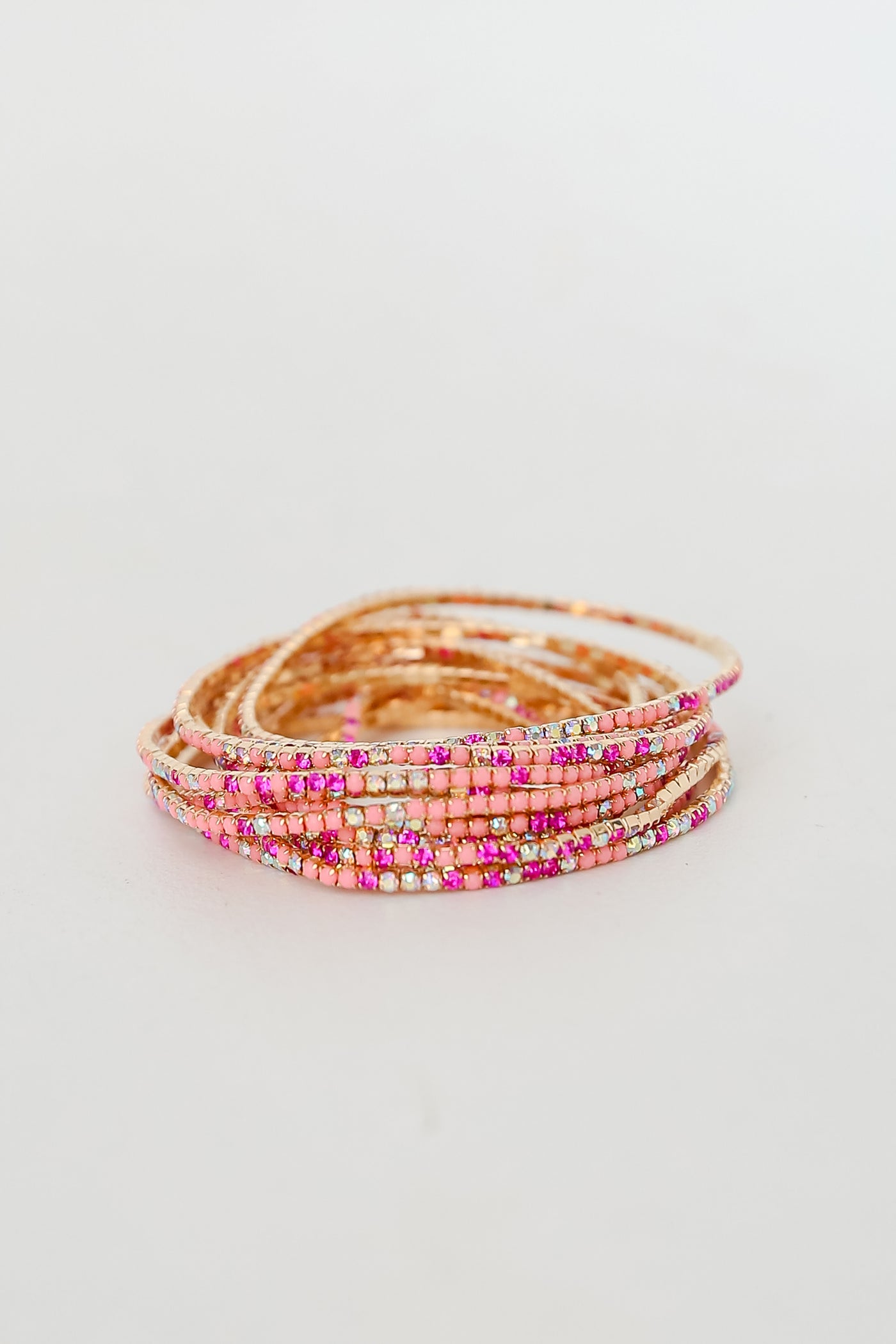 pink Rhinestone Bracelet Set