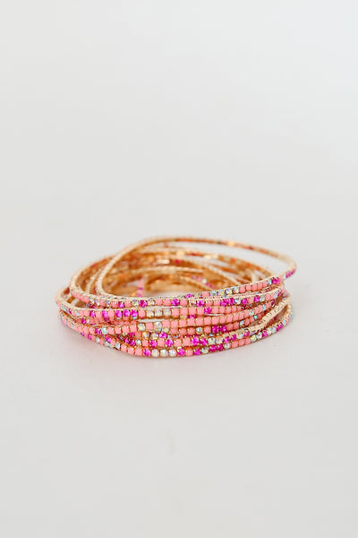 pink Rhinestone Bracelet Set