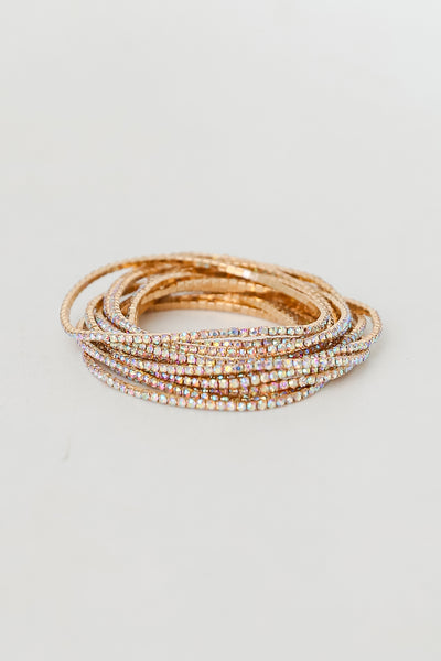 iridescent Rhinestone Bracelet Set