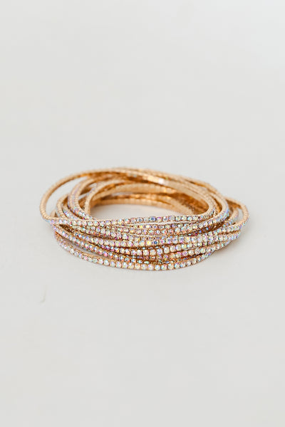 iridescent Rhinestone Bracelet Set close up