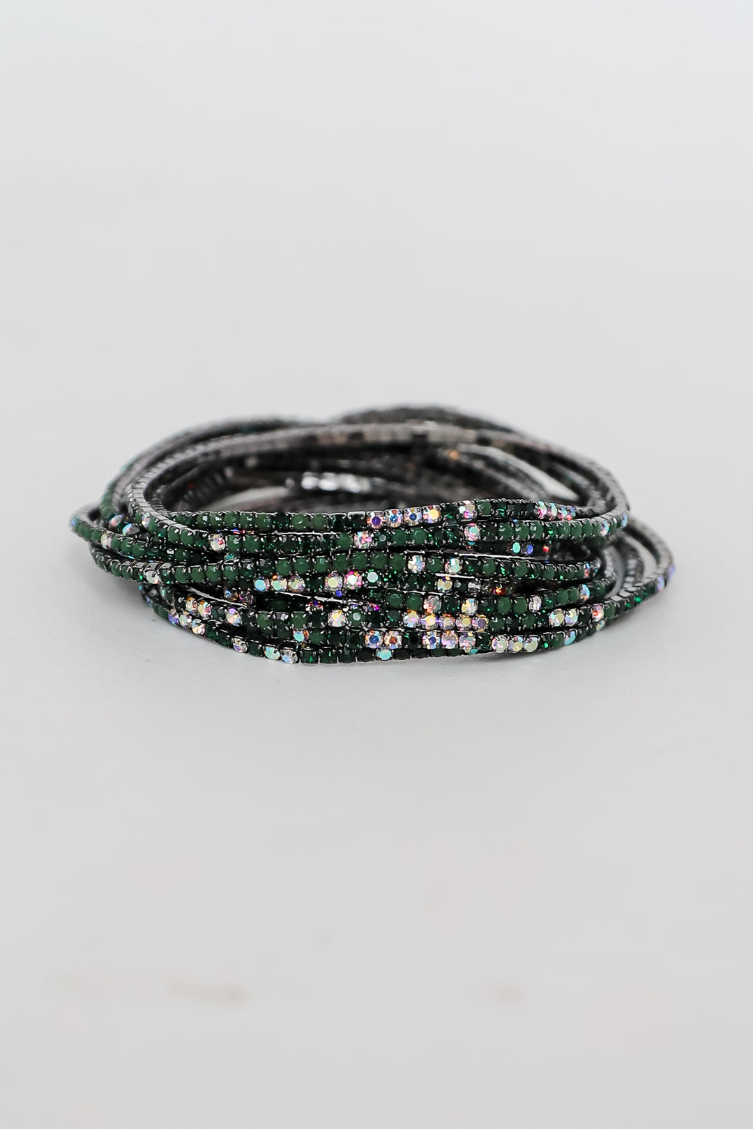 Jodie Hunter Green Rhinestone Bracelet Set