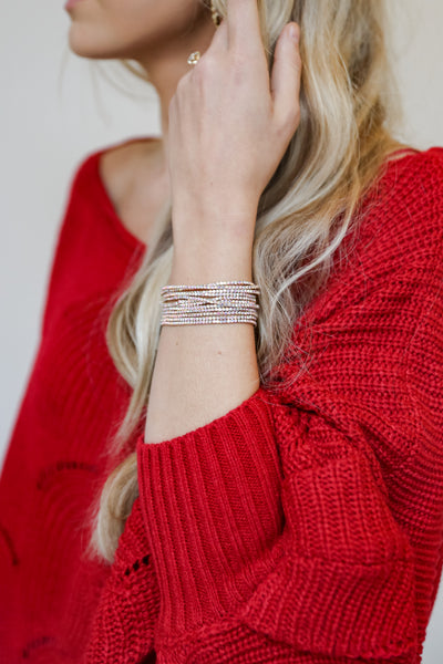 iridescent Rhinestone Bracelet Set for women
