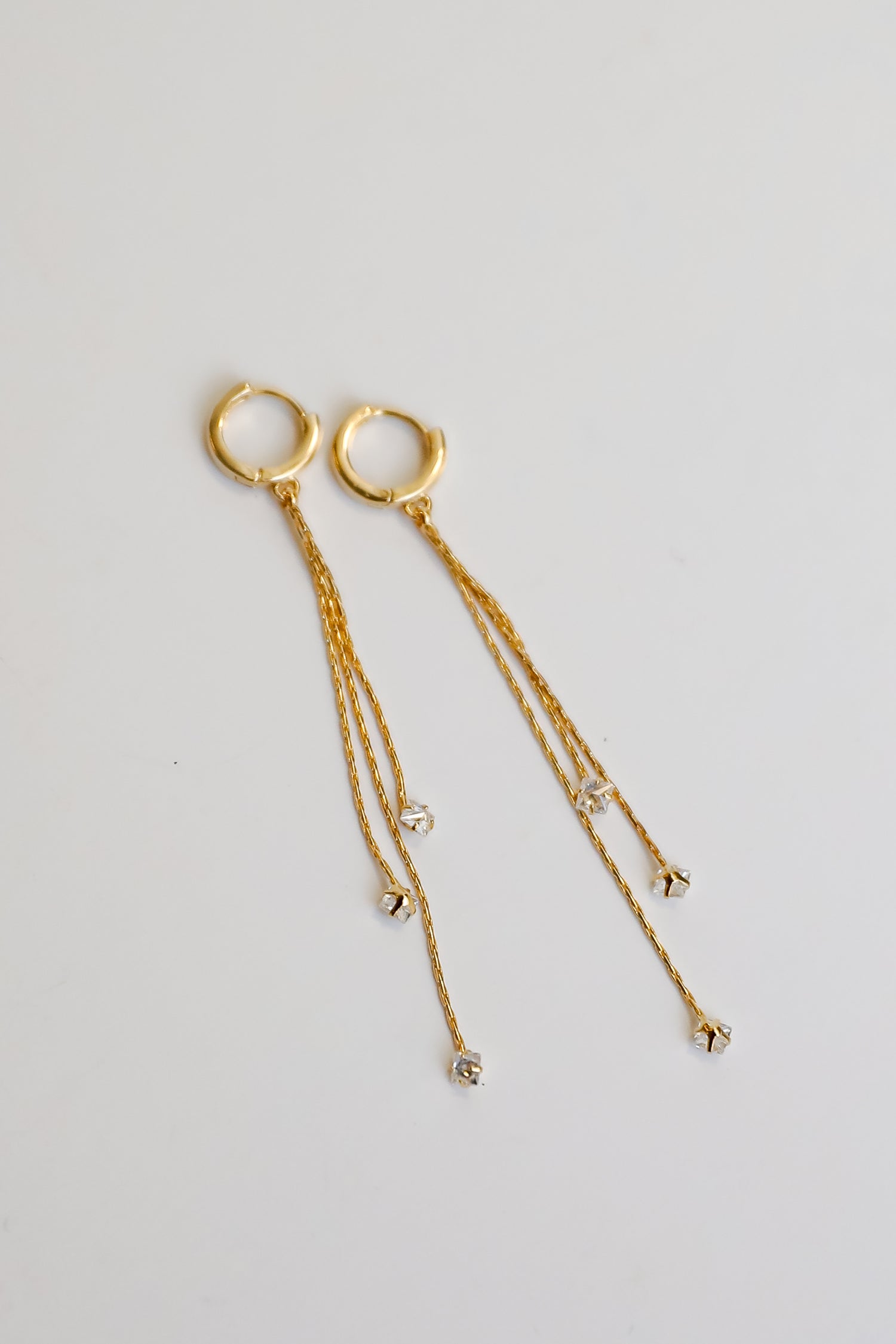 Kiara Gold Rhinestone Chain Drop Earrings