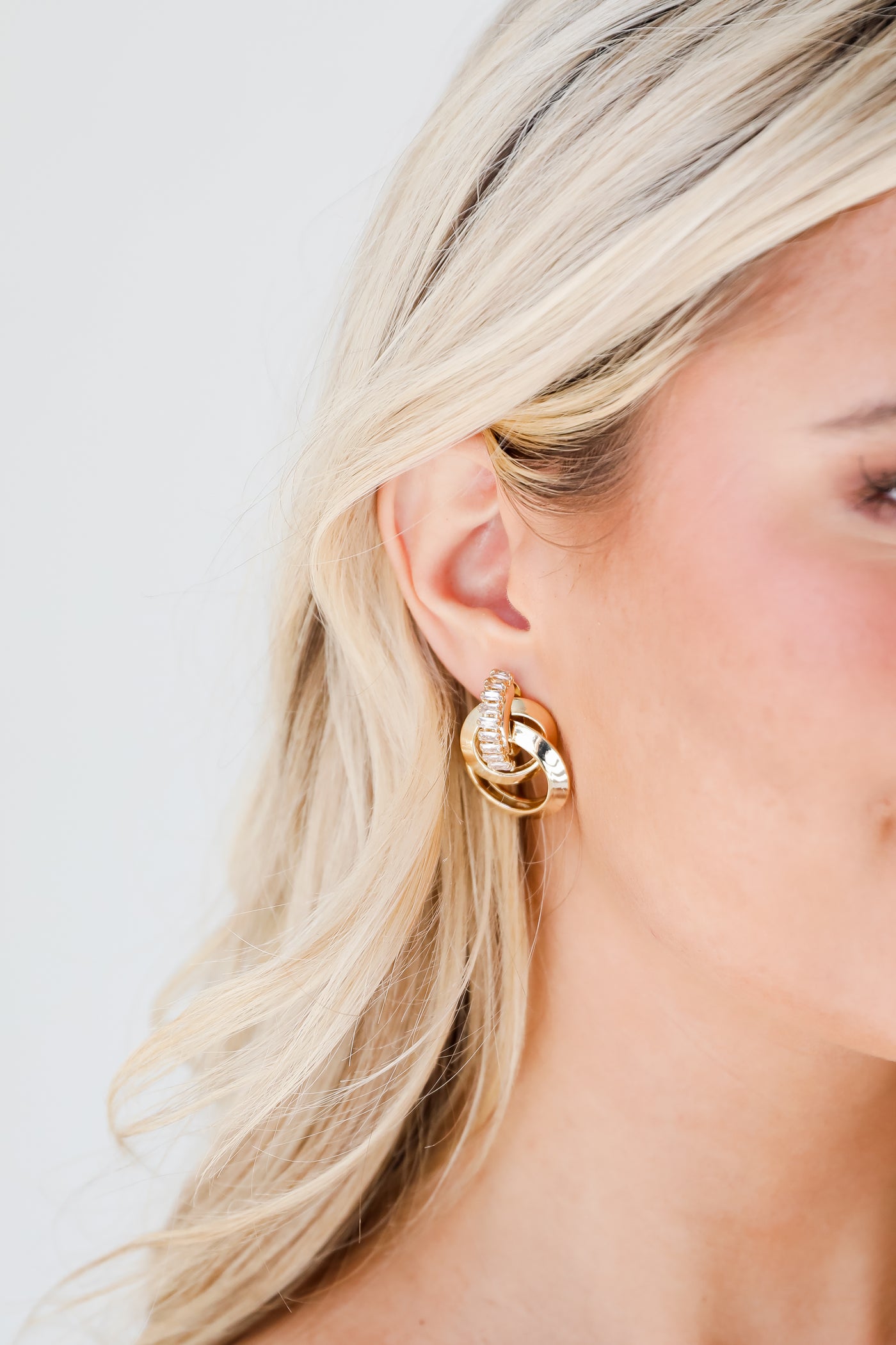 Gold Rhinestone Chainlink Drop Earrings