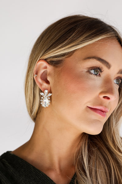 Gold Gemstone Statement Earrings flat lay