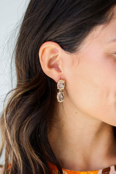 Gemstone Drop Earrings on model