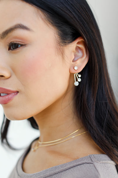 trendy Gold Rhinestone Drop Earrings
