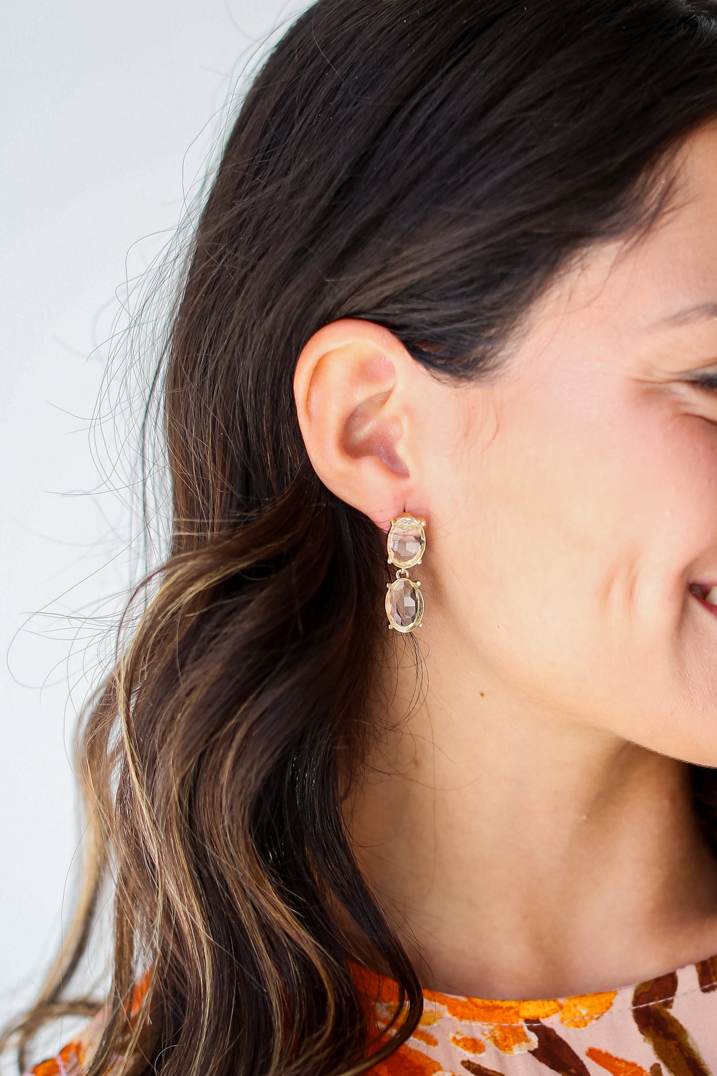 Gemstone Drop Earrings close up