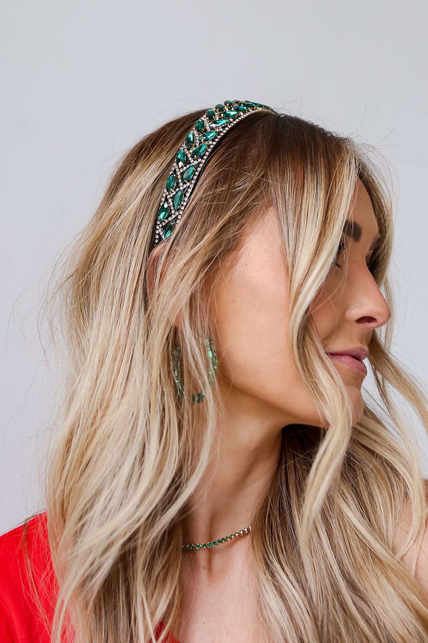Green Gemstone Headband on model