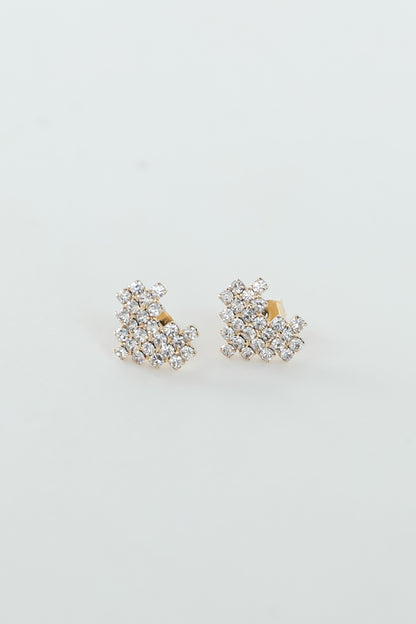 Haven Gold Rhinestone Heart Stud Earrings