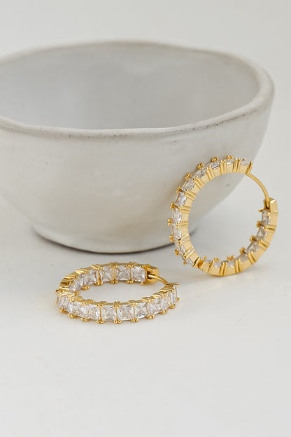 Gold Rhinestone Hoop Earrings