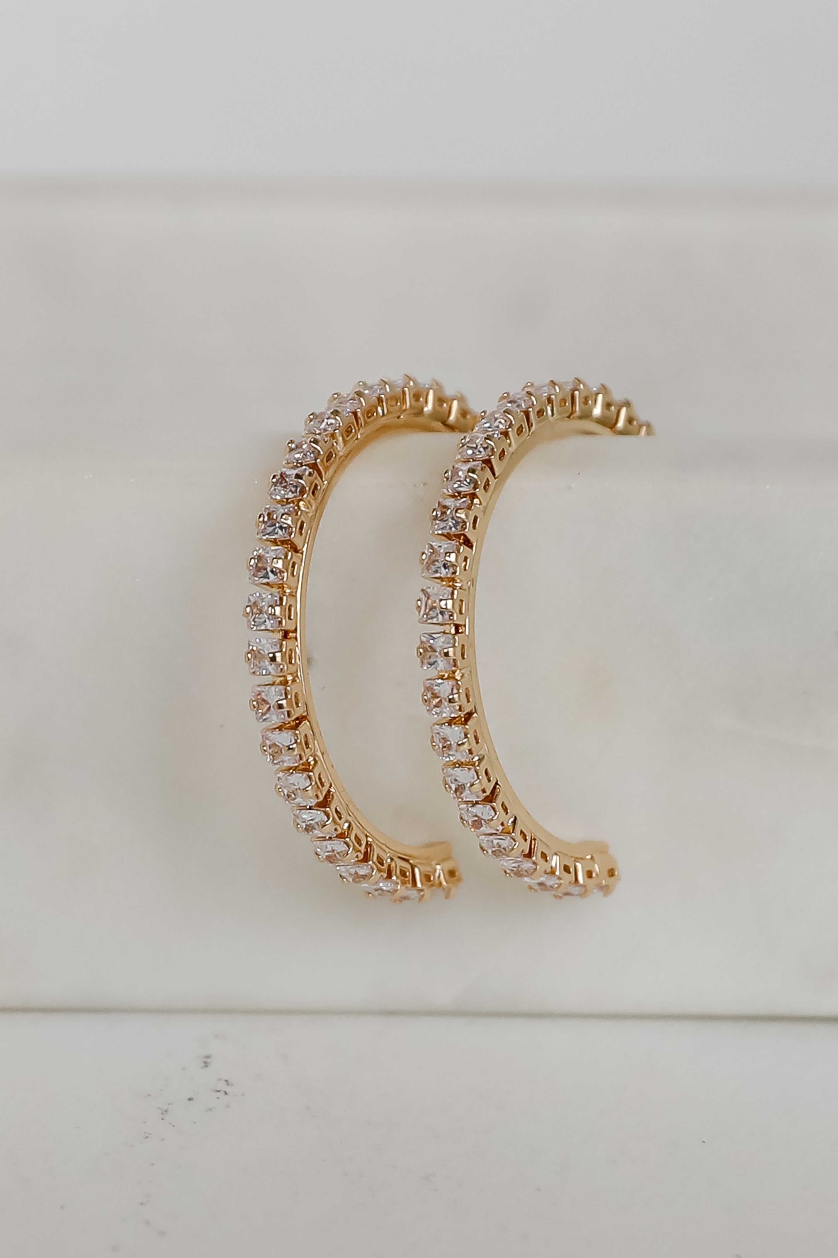 Missy Gold Rhinestone Hoop Earrings