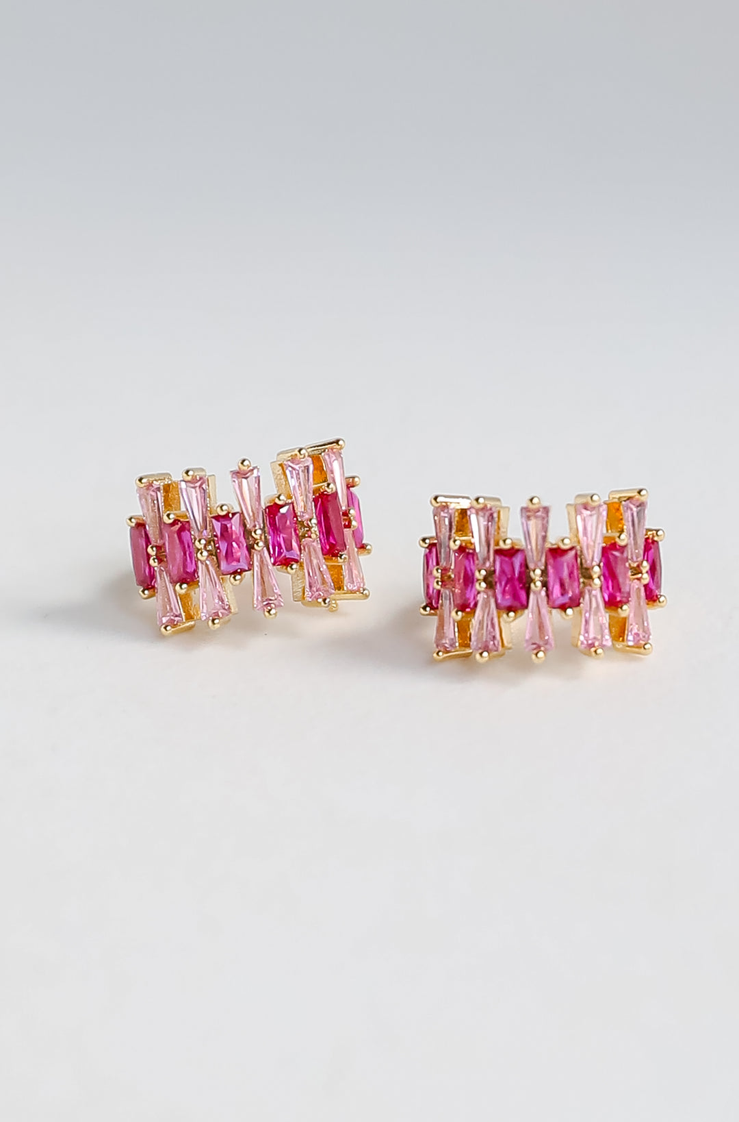 Pink Gemstone Mini Hoop Earrings