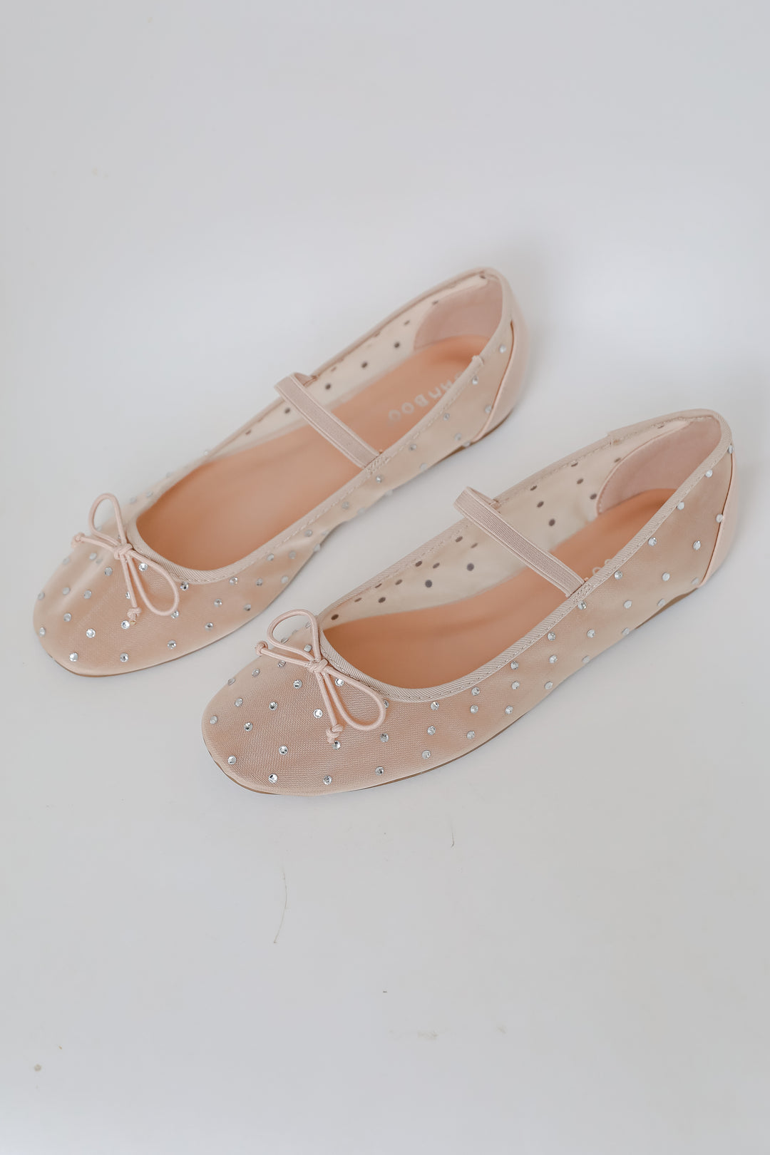 Living For Love Nude Mesh Rhinestone Ballet Flats