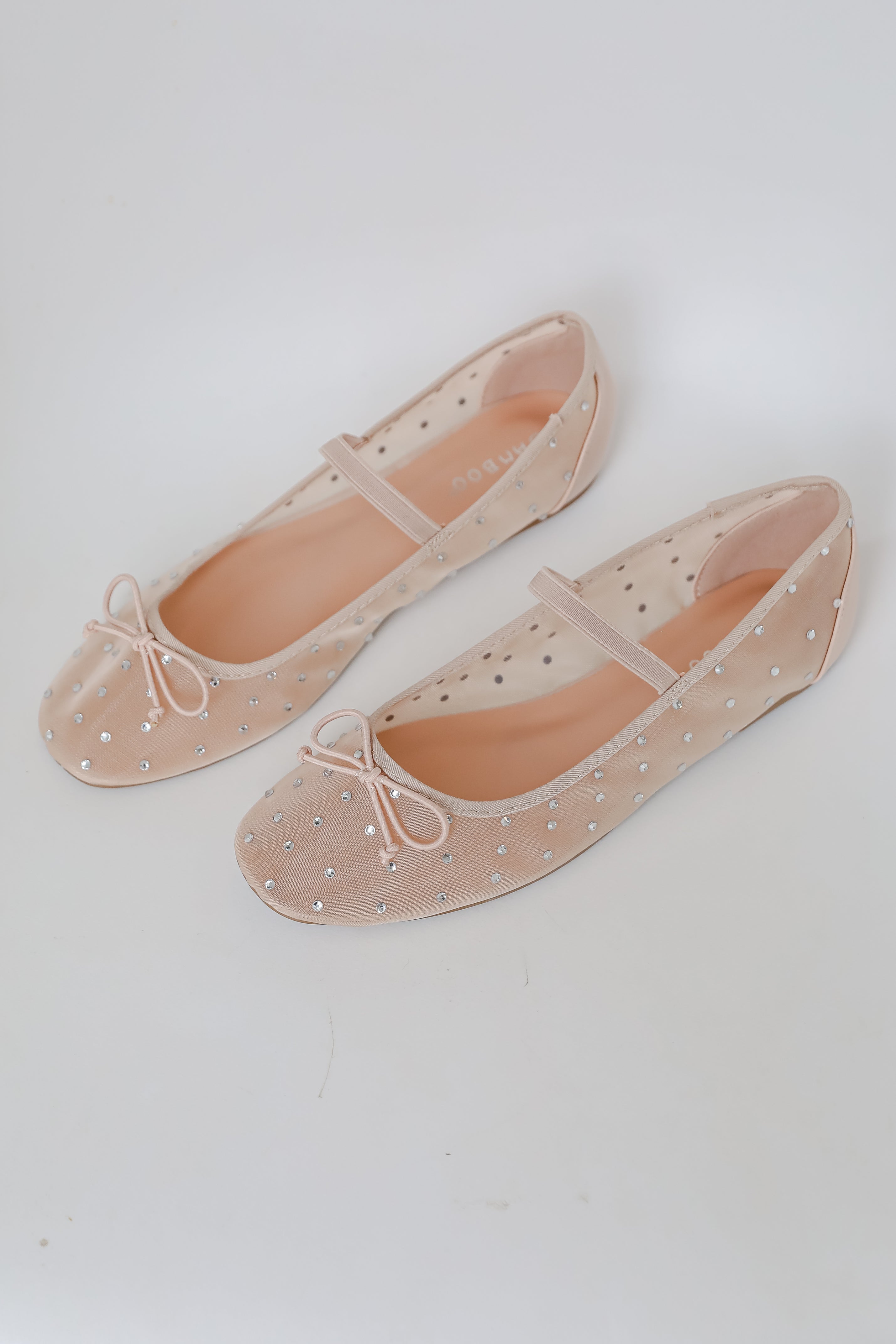 Living For Love Nude Mesh Rhinestone Ballet Flats