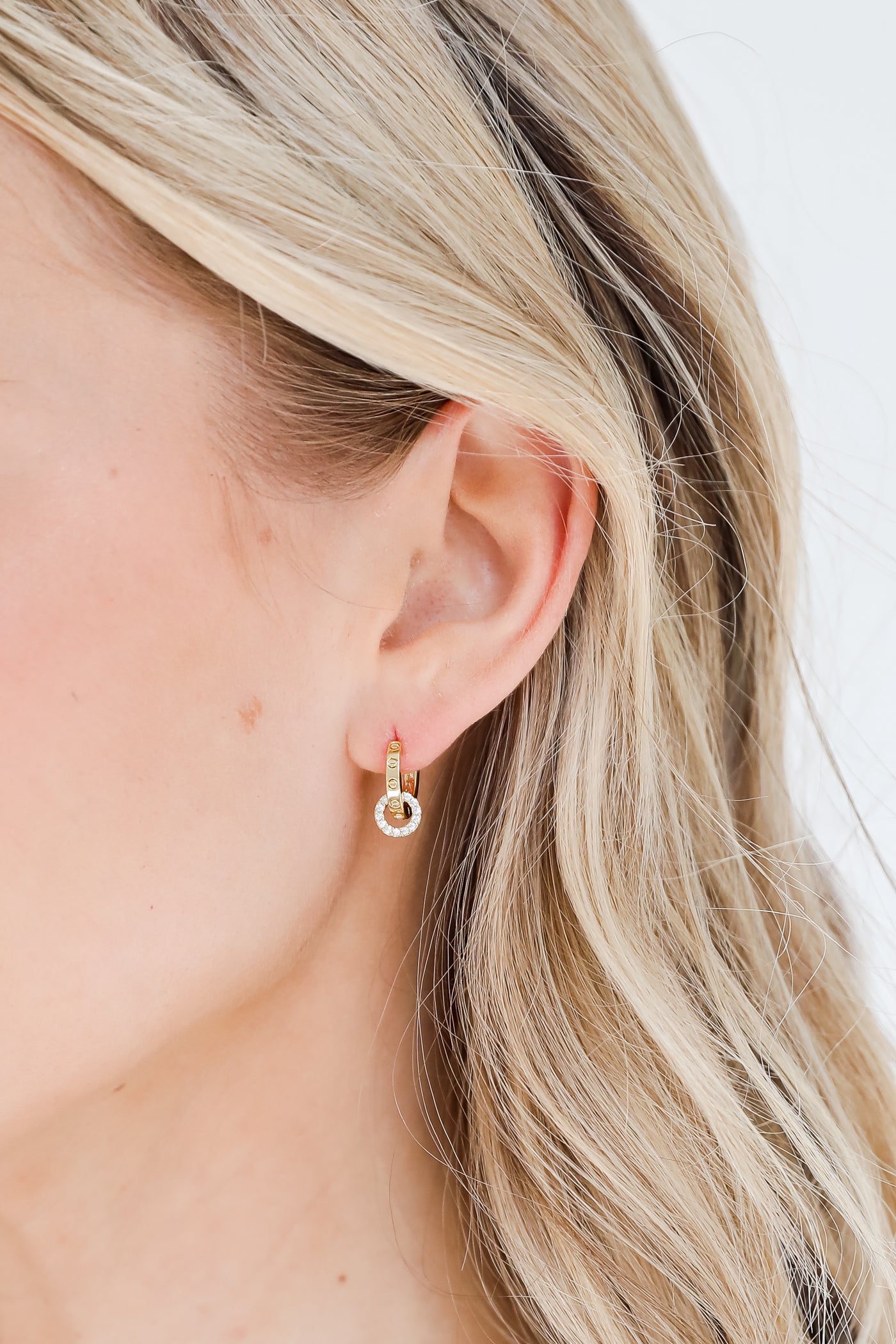 Gold Rhinestone Mini Hoop Earrings