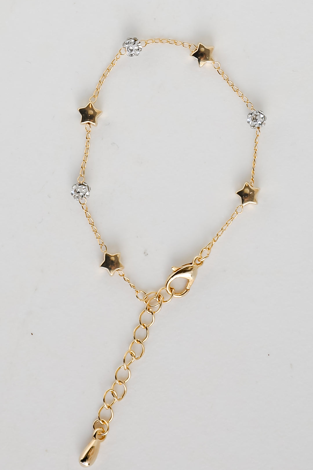 Gold Star + Rhinestone Charm Bracelet