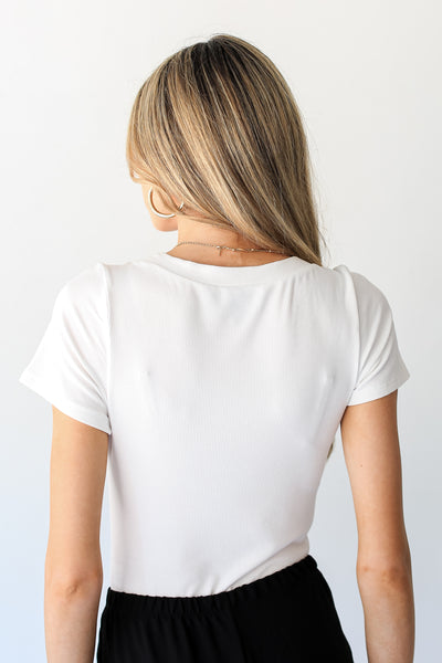 white Everyday Ribbed Bodysuit back view