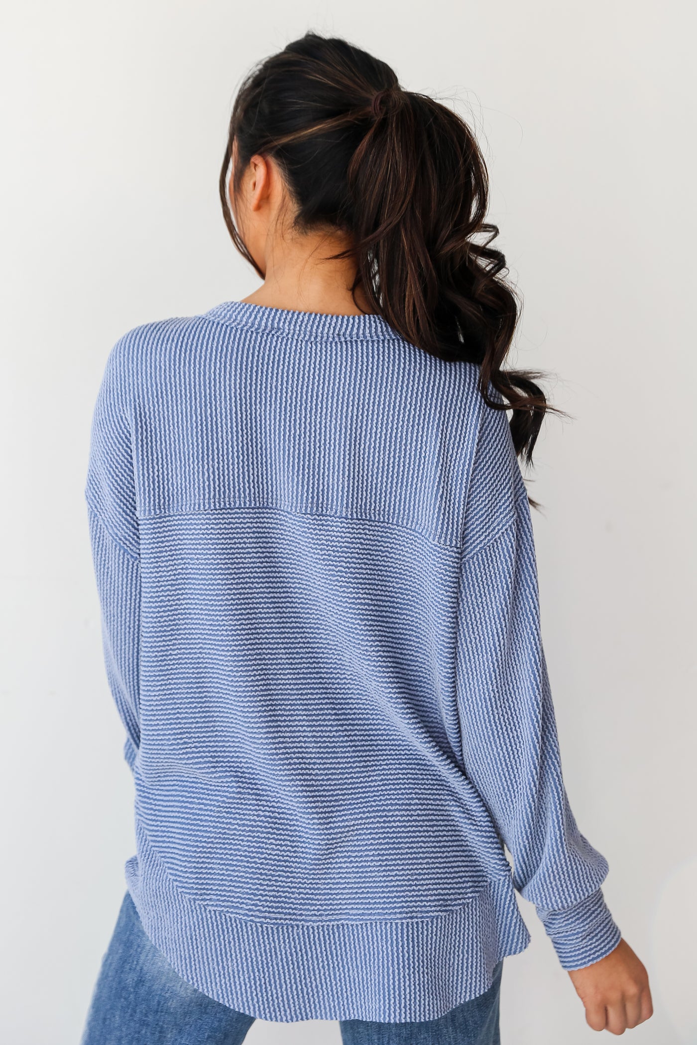 cute blue Corded Henley Top
