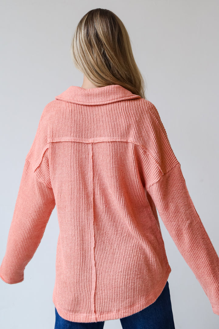 blush Collared Henley Knit Top back view
