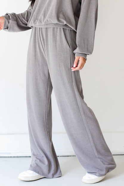 grey Corded Lounge Pants side view