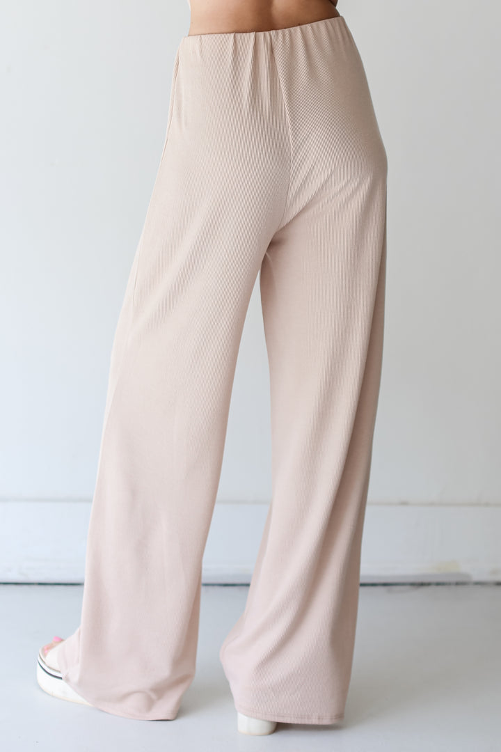 taupe Corded Lounge Pants back view