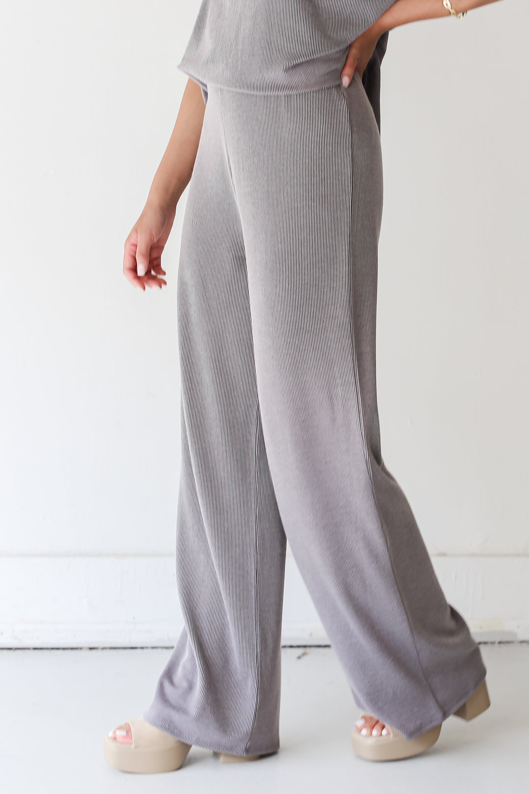 grey Corded Lounge Pants side view
