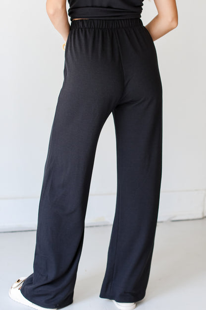 black Corded Lounge Pants back view