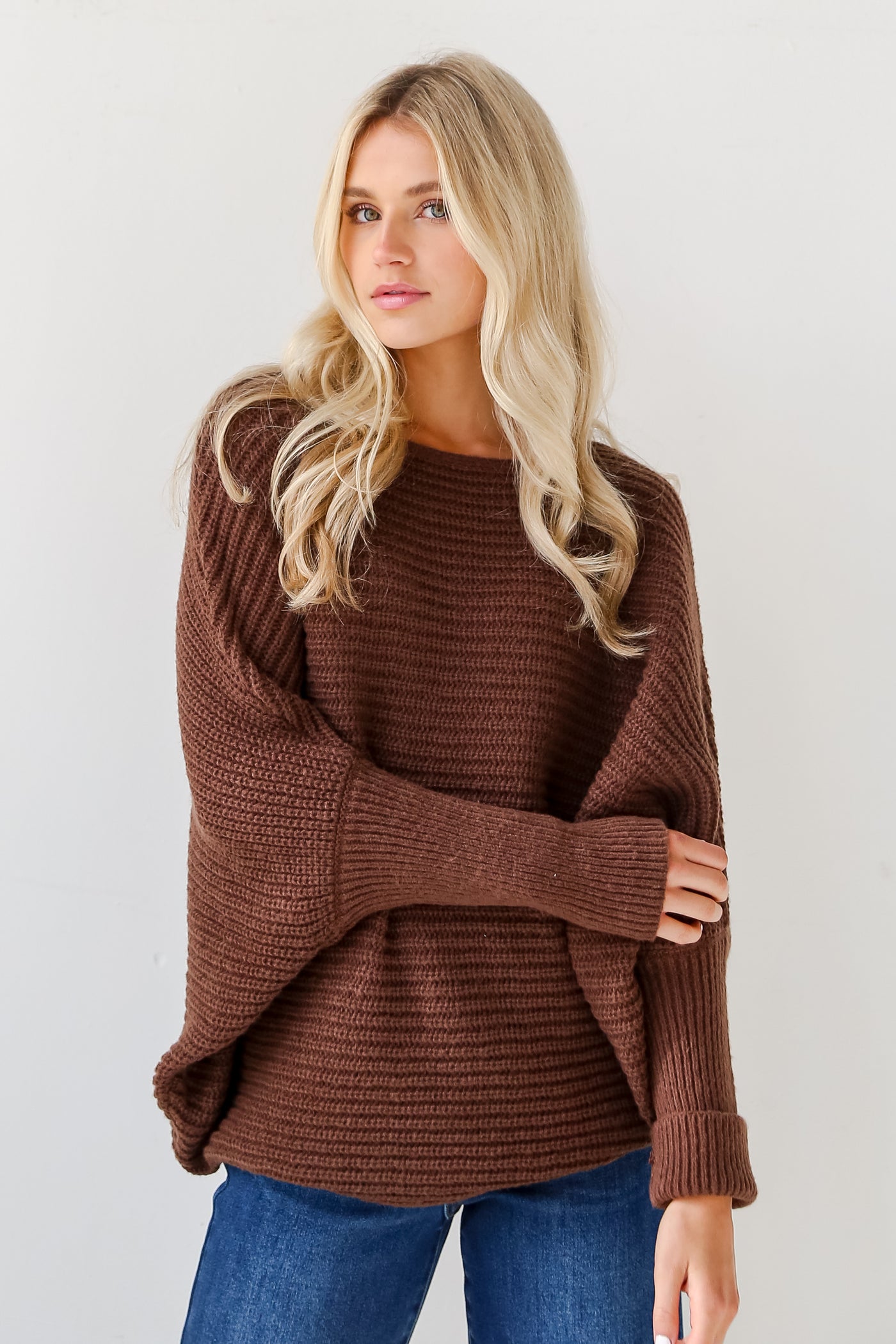 brown Oversized Sweater front view