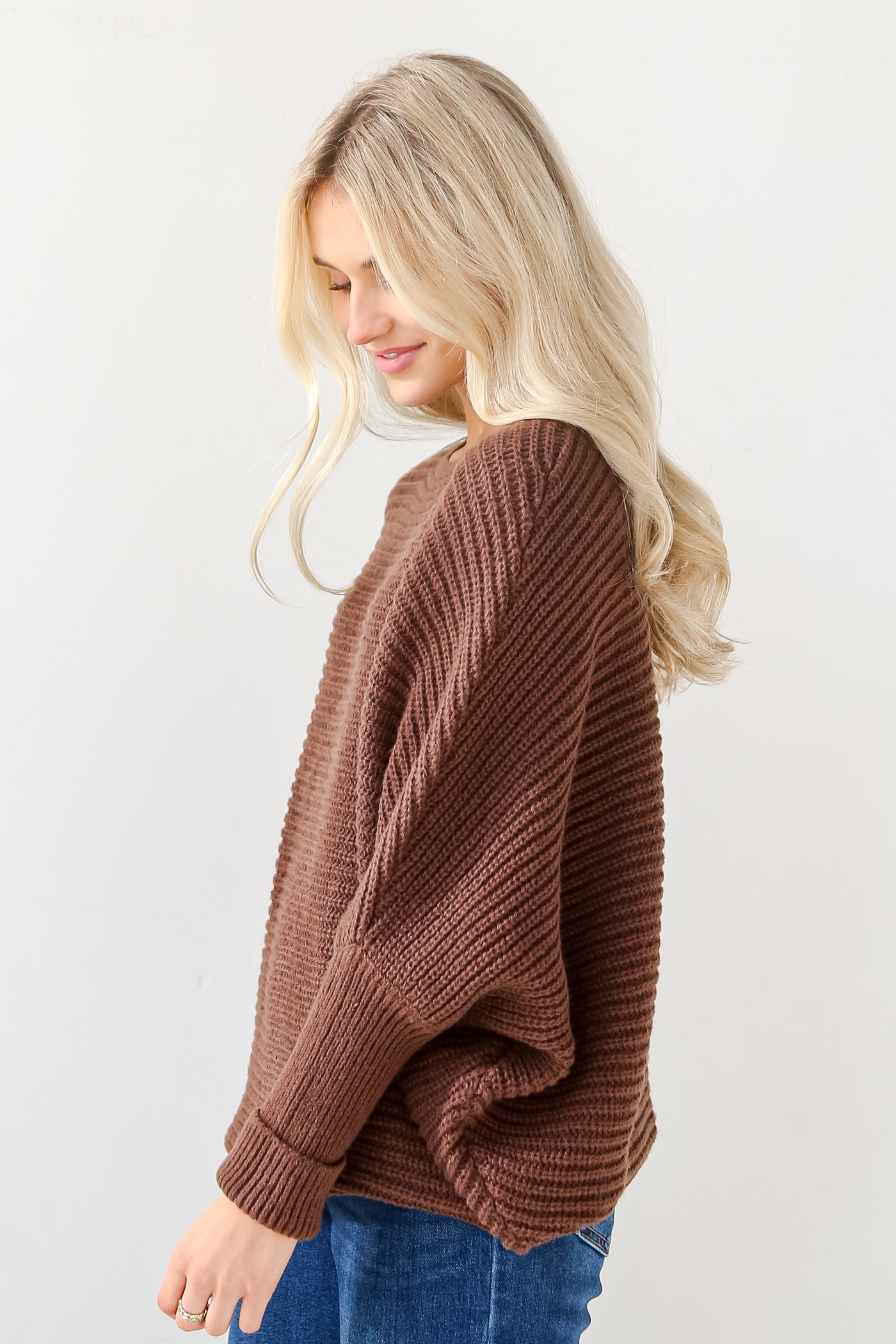 brown Oversized Sweater side view