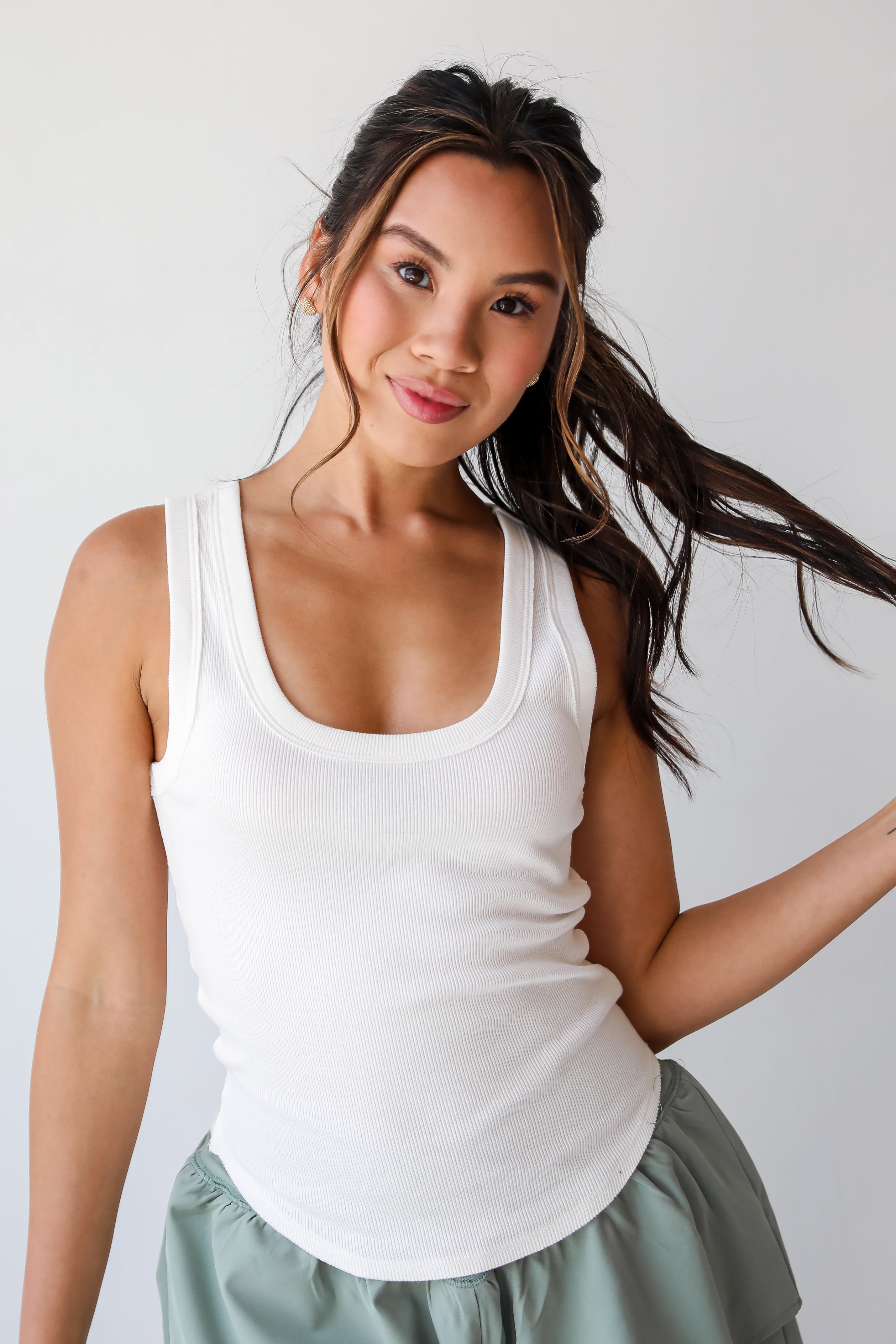 white basic tank top