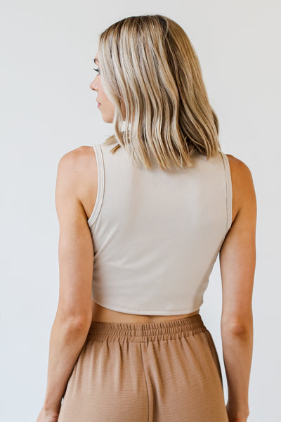 taupe basic Cropped Tank back view