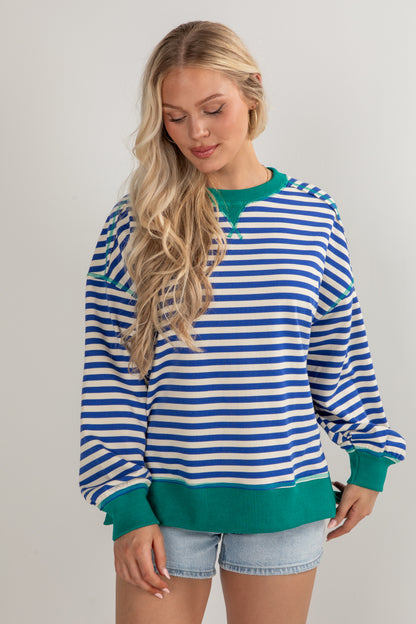 green striped pullover