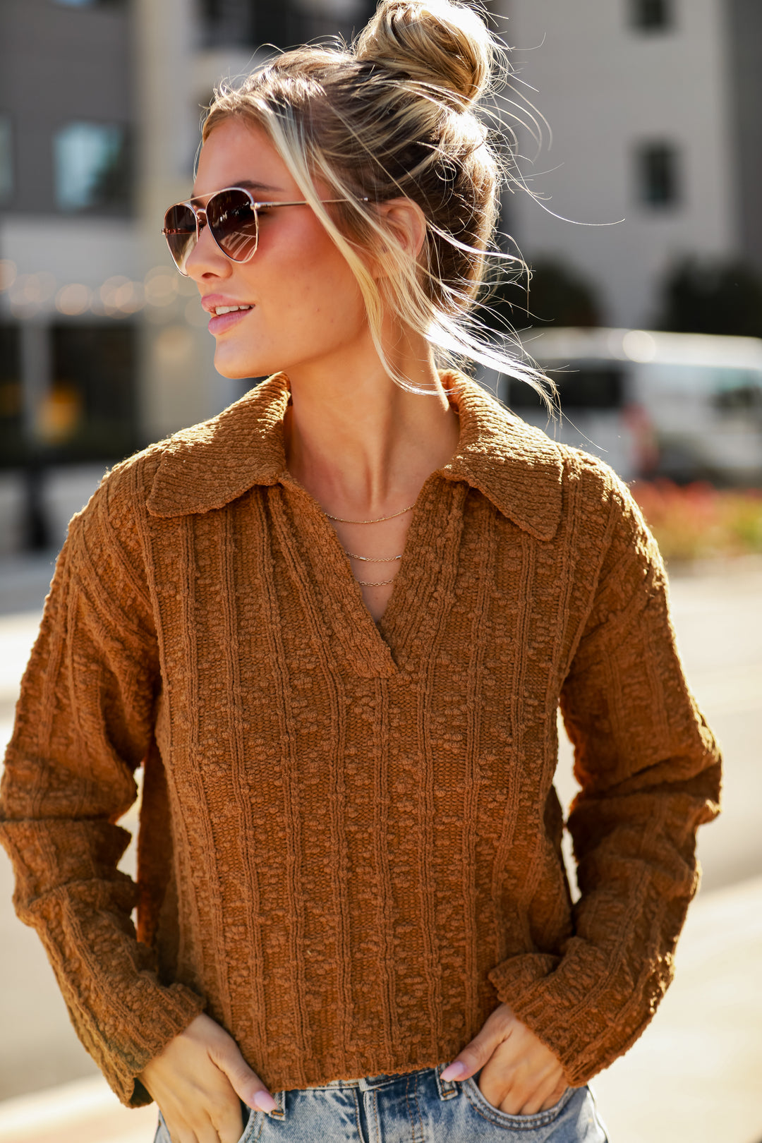 Camel Collared Sweater