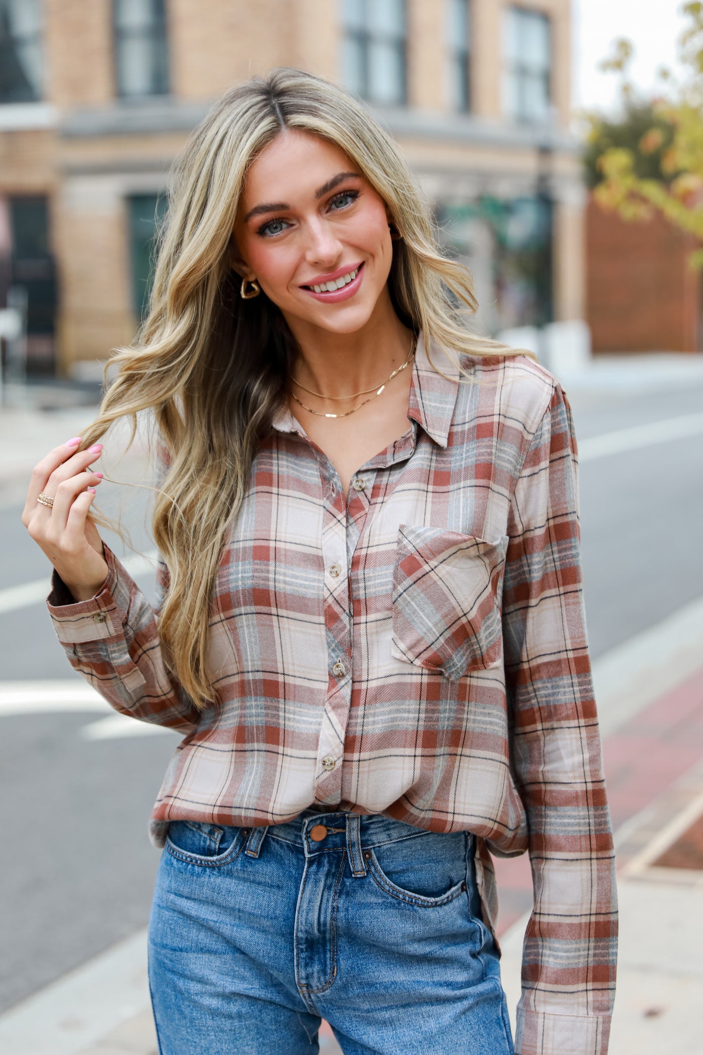 taupe Plaid Flannel