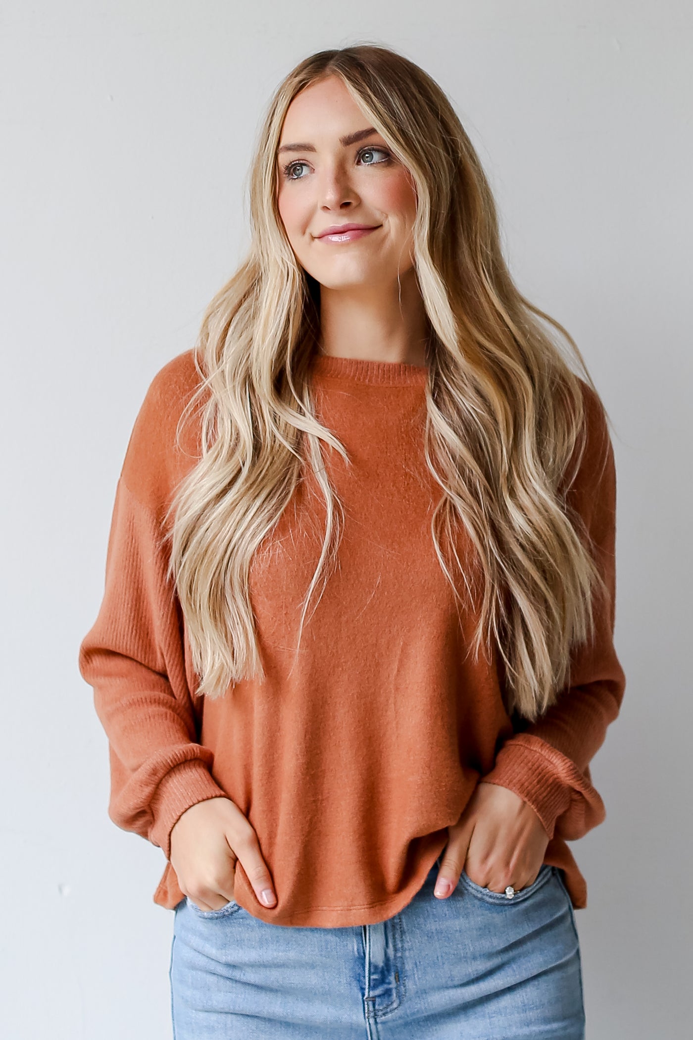 rust Brushed Knit Top
