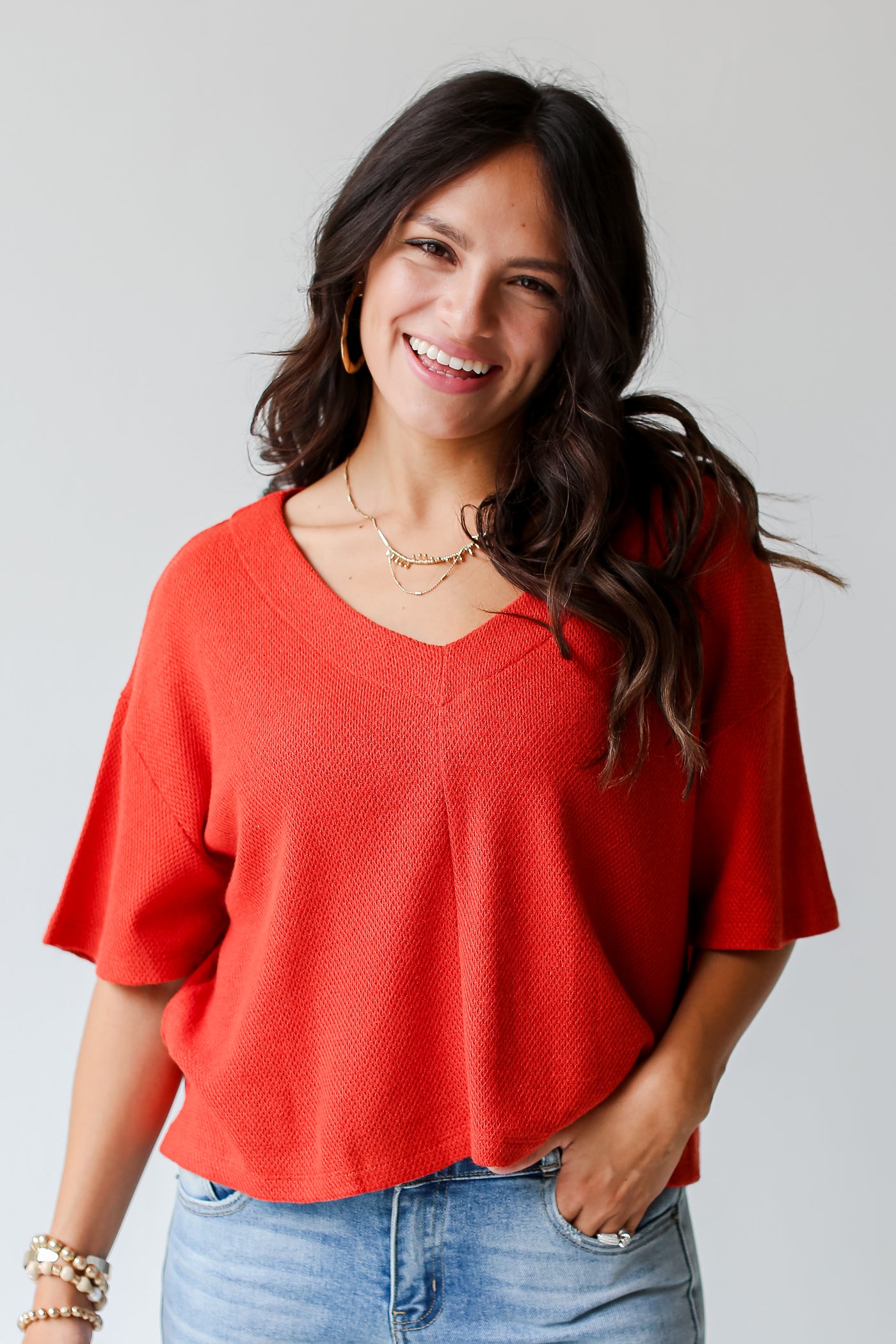 Rust Knit Top front view