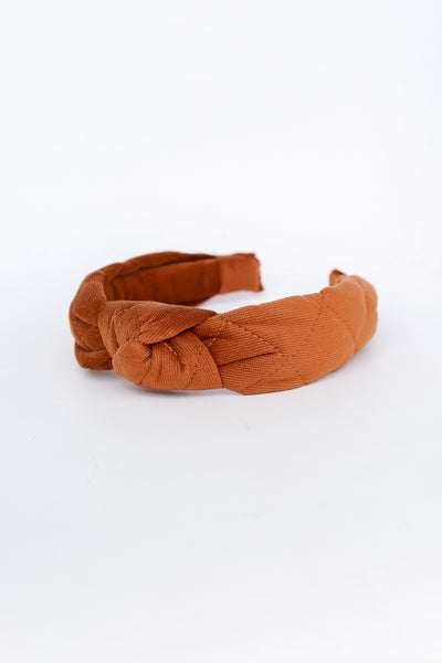 brown Corduroy Knotted Headband flat lay