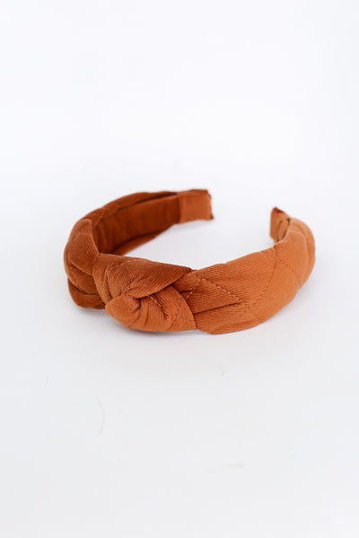 brown Corduroy Knotted Headband