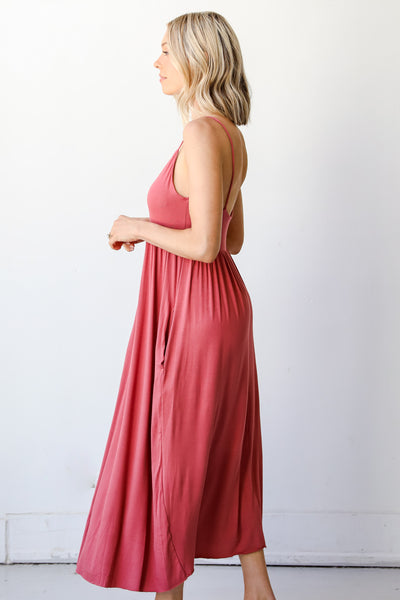 red Maxi Dress side view