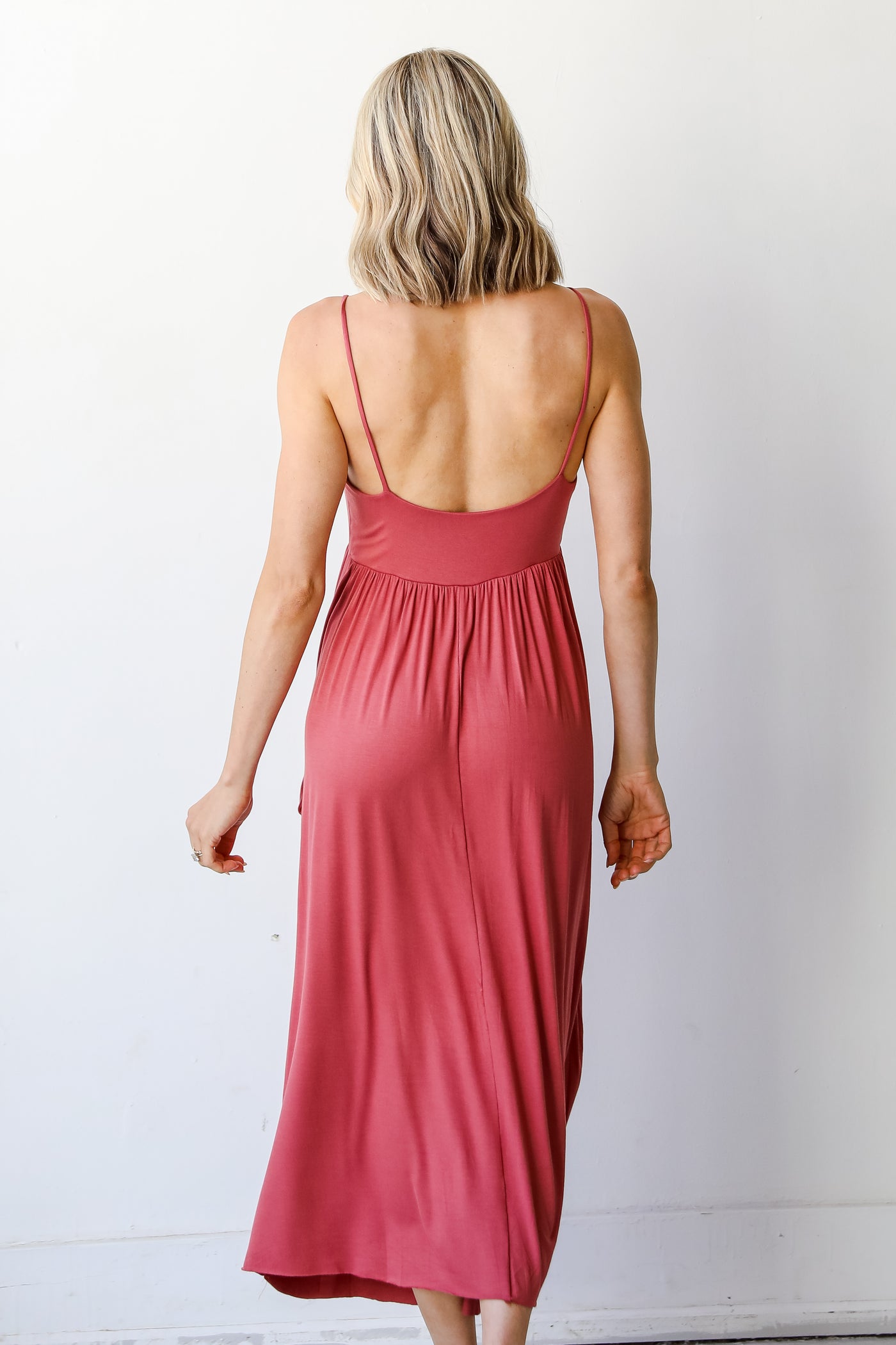red Maxi Dress back view