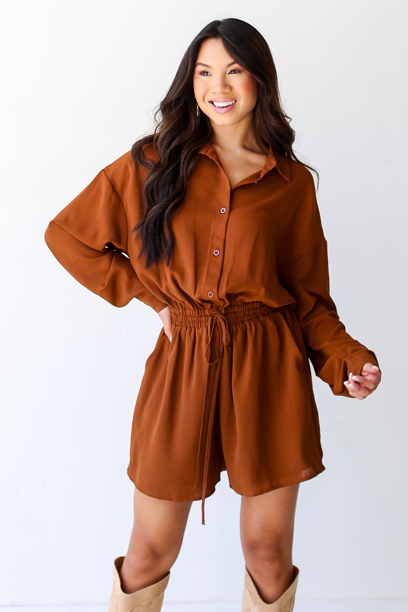 brown Romper front view