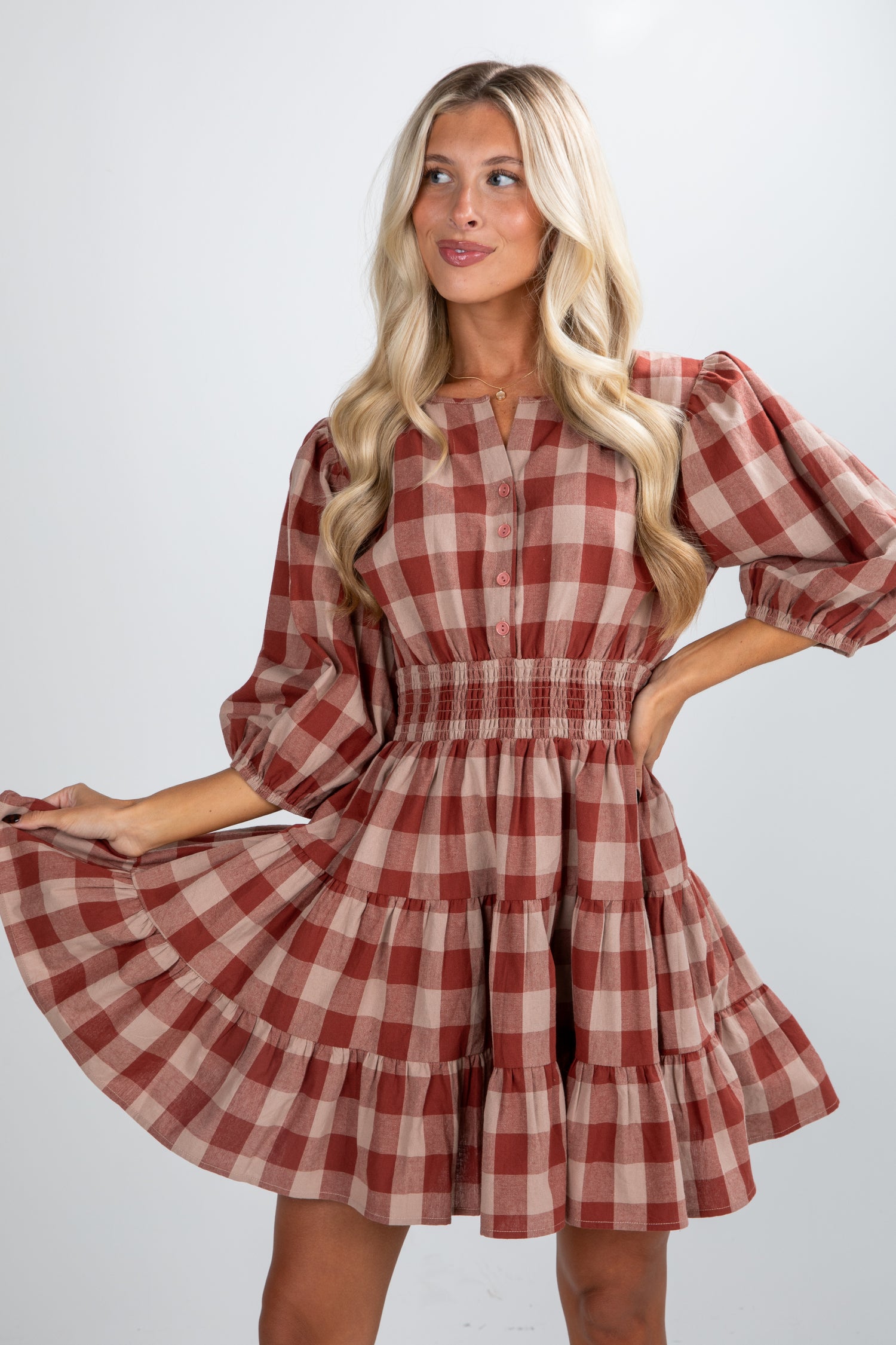 red plaid dress