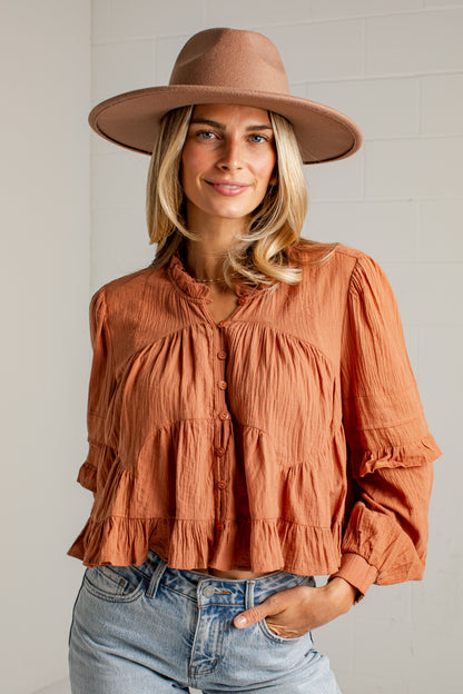 Sweet Little Details Ruffle Button Up Blouse