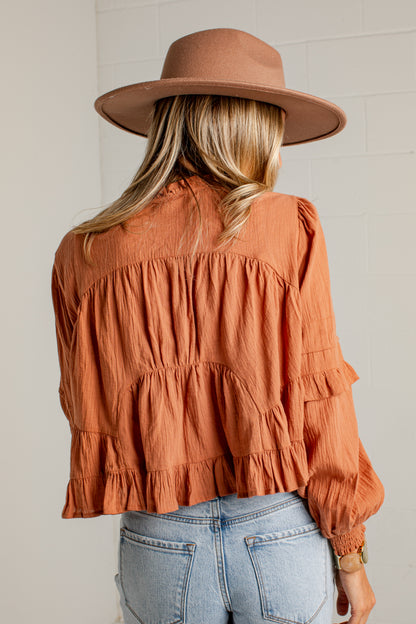 Sweet Little Details Ruffle Button Up Blouse
