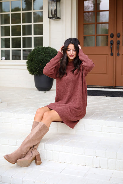 Addison Fuzzy Knit Mini Sweater Dress