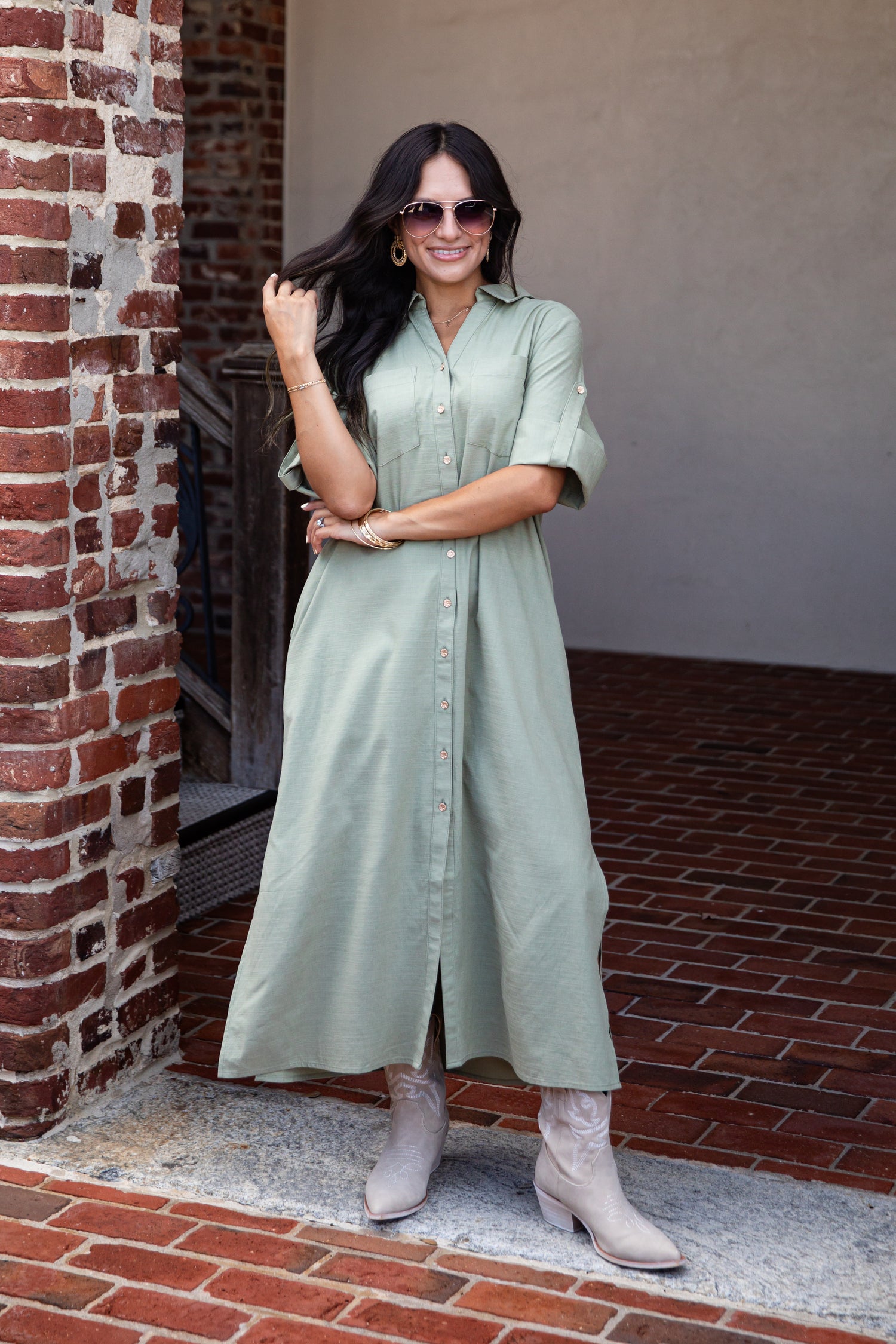 Sage Grove Button-Up Maxi Shirt Dress | Trendy Women's Dress