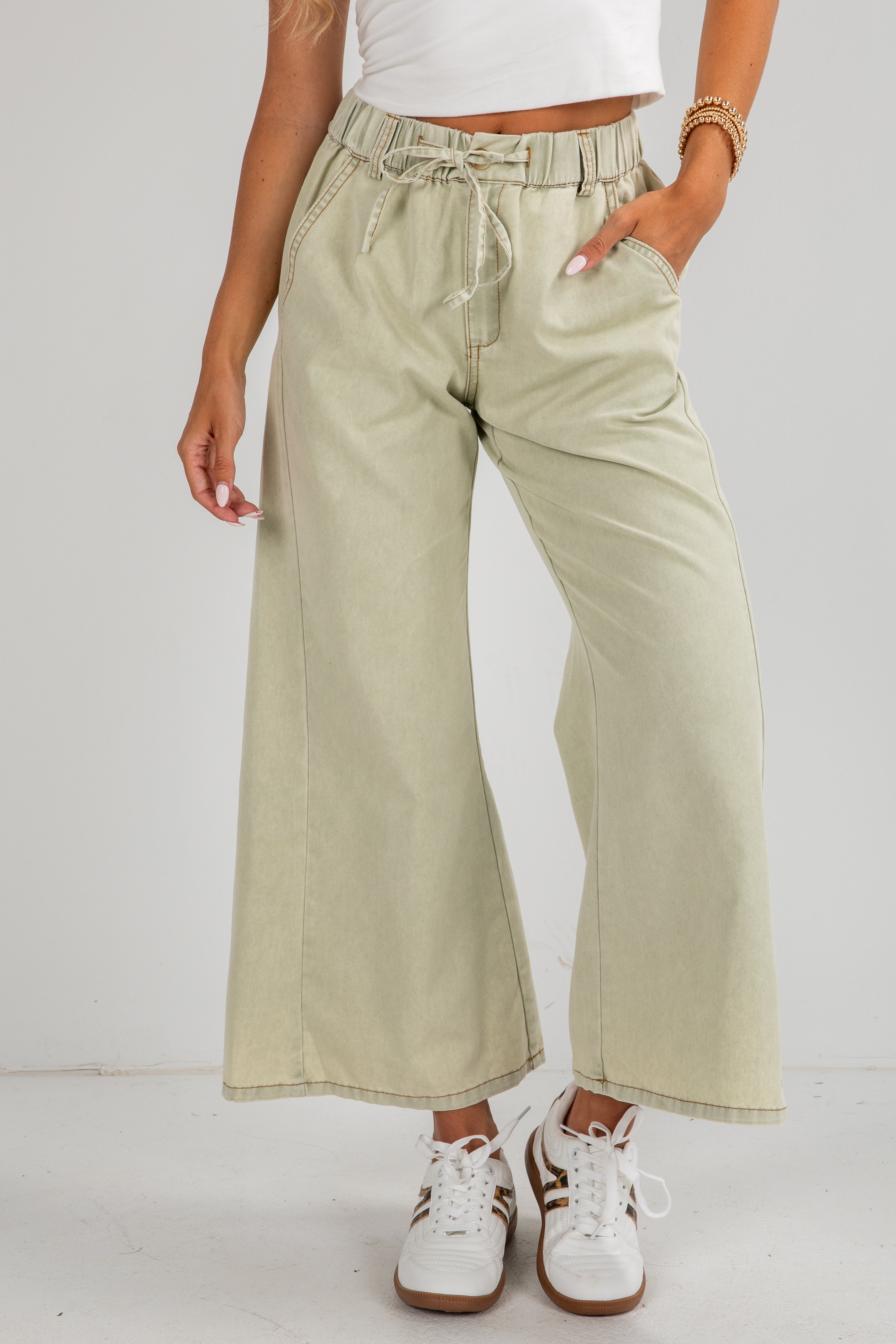 Cute Sage Drawstring Pants | Matching 2-Piece Sets | Dress Up