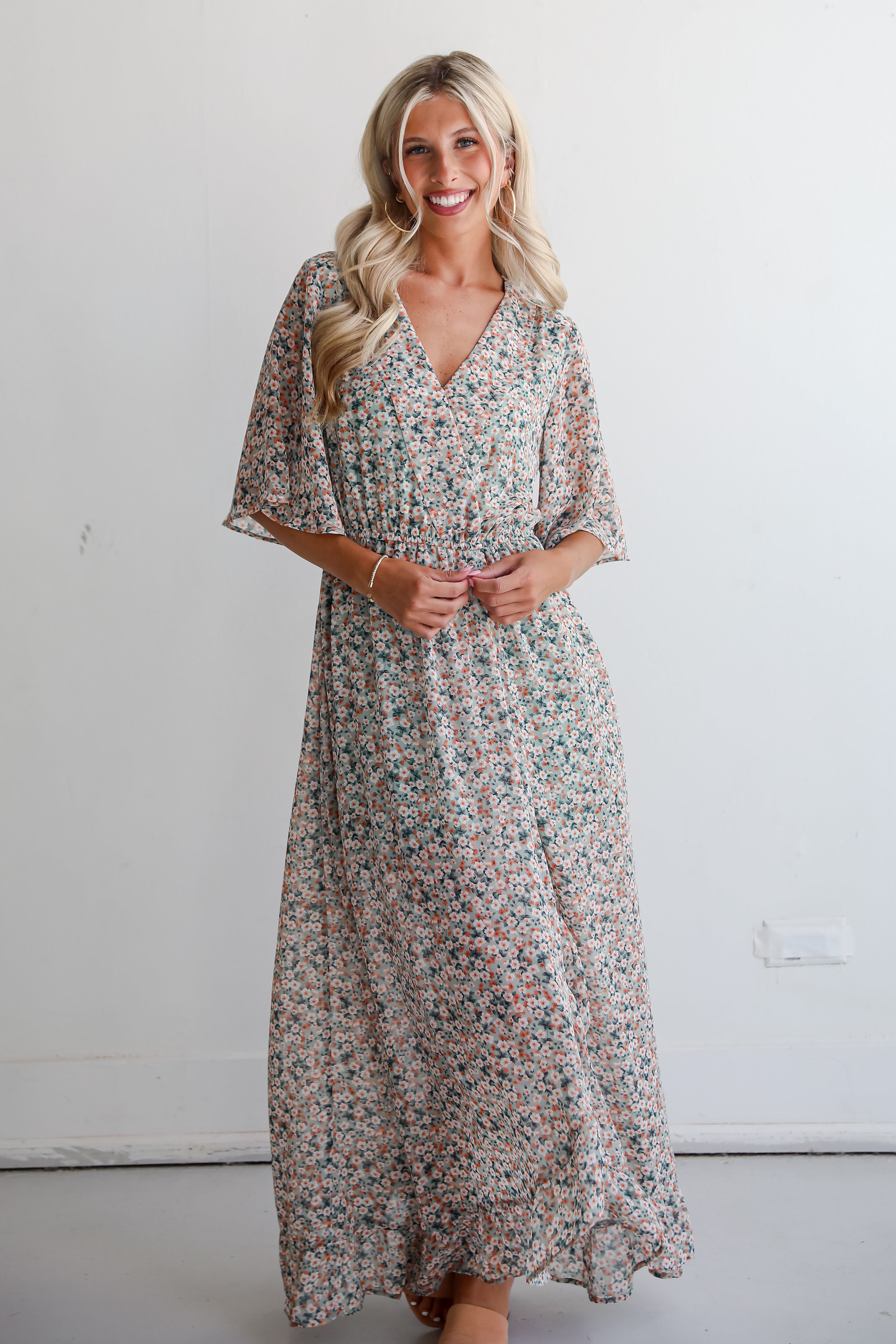 Undeniably Gorgeous Sage Floral Maxi Dress